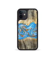 iPhone 12 mini Wood Phone Case - Tonja (Teal & Gold, 819811)