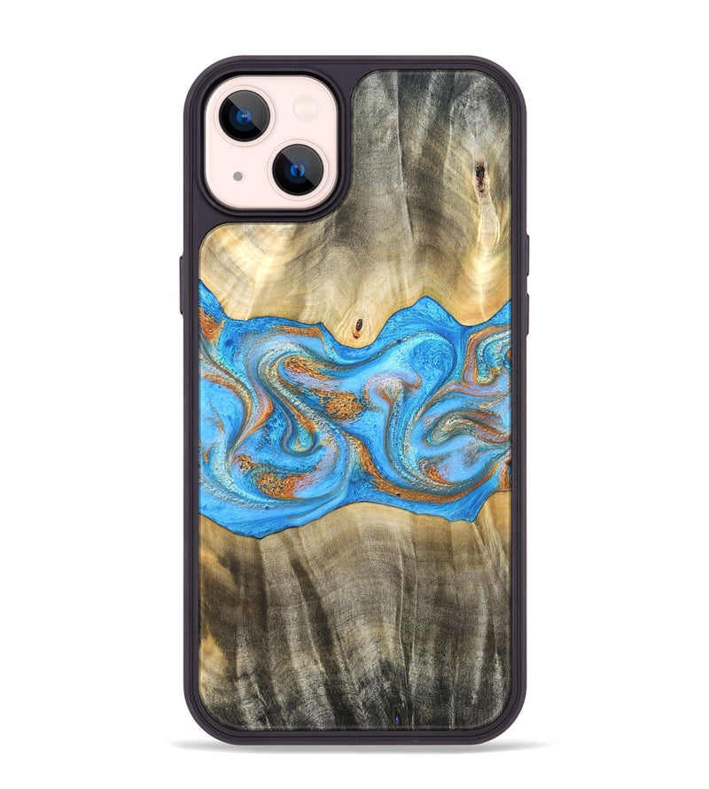 iPhone 14 Plus Wood Phone Case - Tonja (Teal & Gold, 819811)