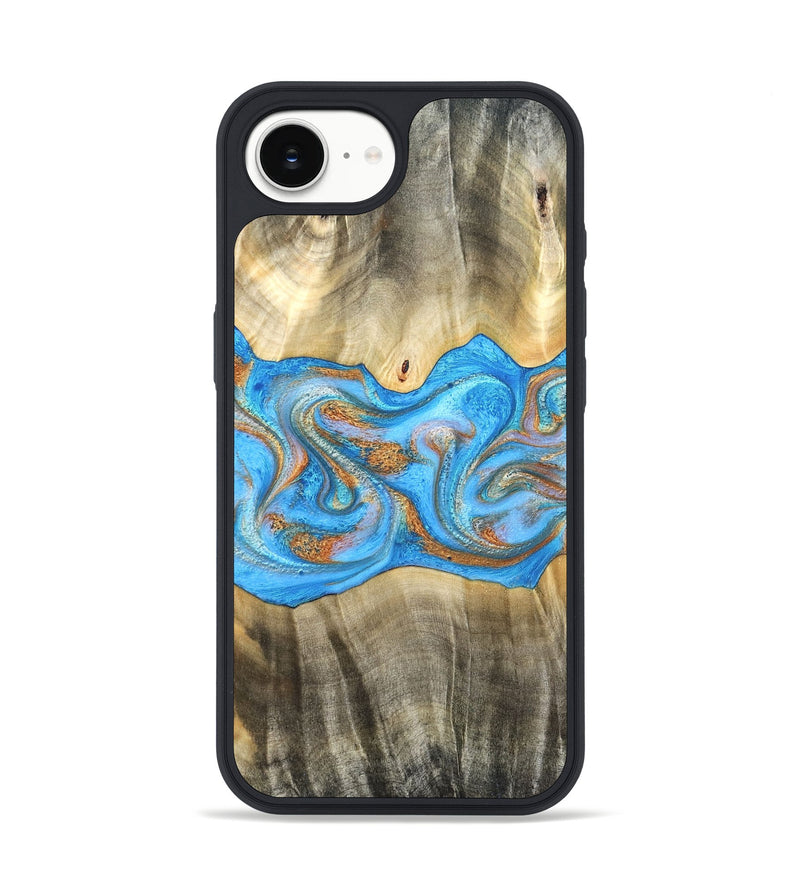 iPhone 16e Wood Phone Case - Tonja (Teal & Gold, 819811)