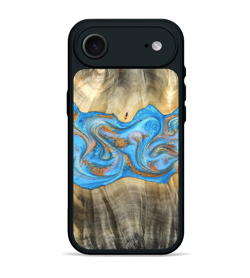 iPhone 17 Air Wood Phone Case - Tonja (Teal & Gold, 819811)