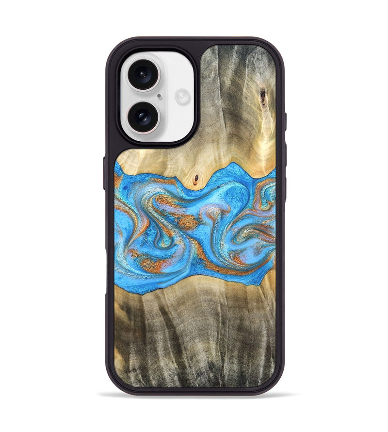 iPhone 17 Wood Phone Case - Tonja (Teal & Gold, 819811)