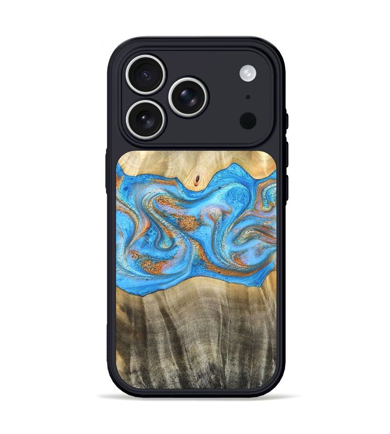 iPhone 17 Pro Wood Phone Case - Tonja (Teal & Gold, 819811)