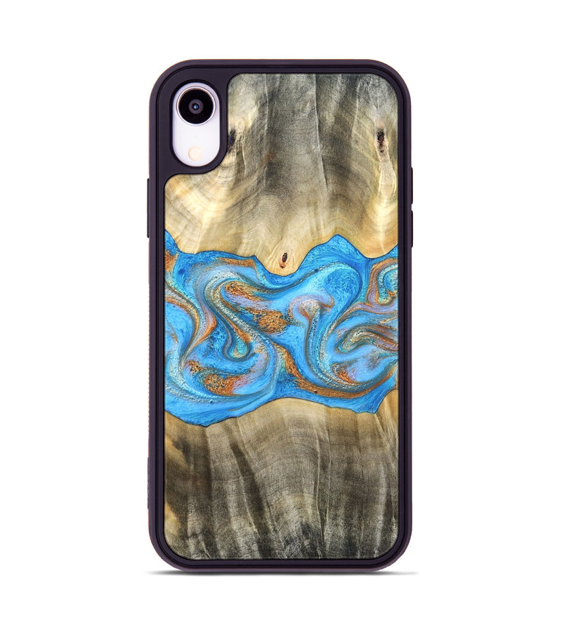 iPhone Xr Wood Phone Case - Tonja (Teal & Gold, 819811)