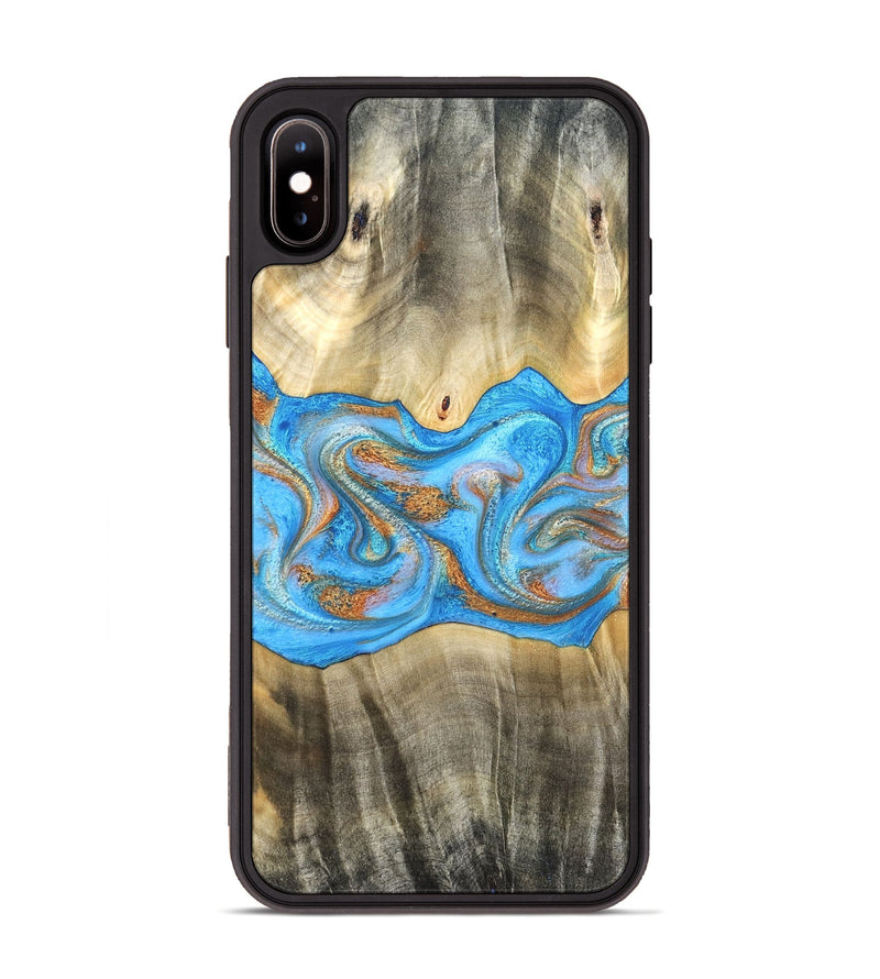 iPhone Xs Max Wood Phone Case - Tonja (Teal & Gold, 819811)