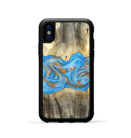iPhone Xs Wood Phone Case - Tonja (Teal & Gold, 819811)