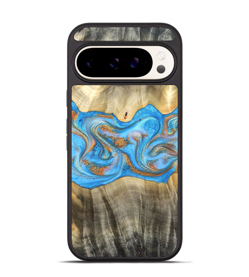 Pixel 9 Wood Phone Case - Tonja (Teal & Gold, 819811)