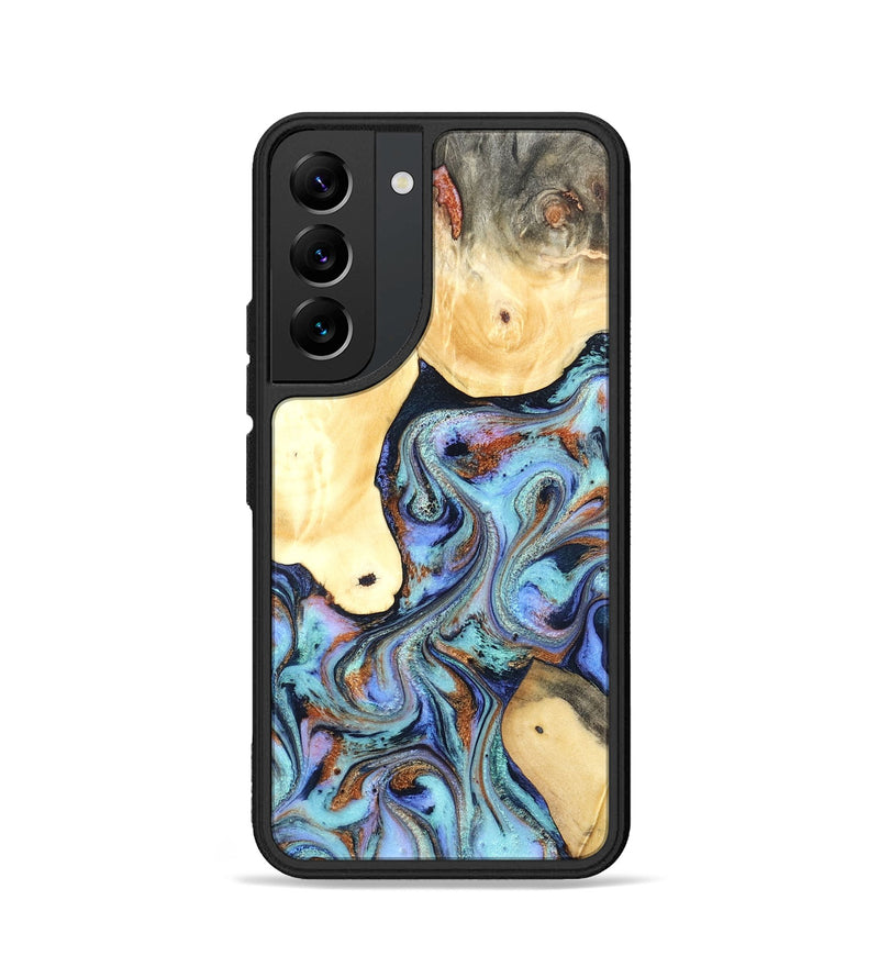 Galaxy S22 Wood Phone Case - Cecily (Teal & Gold, 819812)