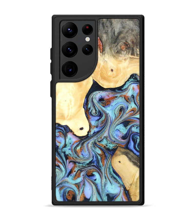 Galaxy S22 Ultra Wood Phone Case - Cecily (Teal & Gold, 819812)
