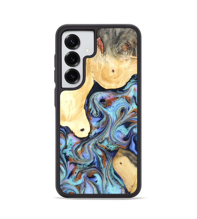 Galaxy S25 Wood Phone Case - Cecily (Teal & Gold, 819812)
