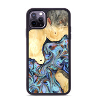 iPhone 11 Pro Max Wood Phone Case - Cecily (Teal & Gold, 819812)