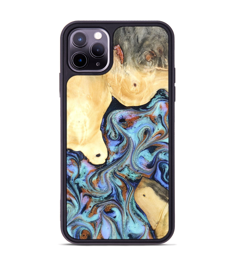 iPhone 11 Pro Max Wood Phone Case - Cecily (Teal & Gold, 819812)