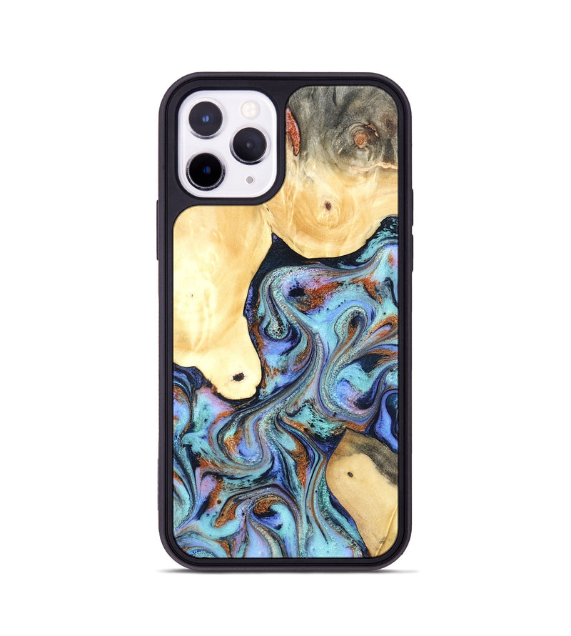 iPhone 11 Pro Wood Phone Case - Cecily (Teal & Gold, 819812)