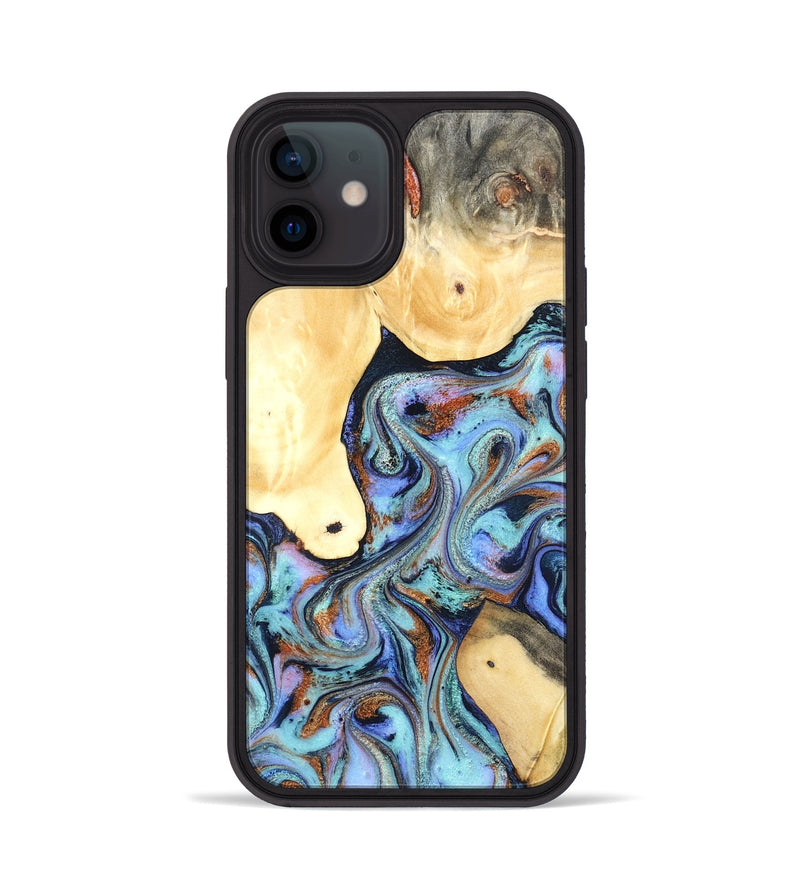 iPhone 12 Wood Phone Case - Cecily (Teal & Gold, 819812)
