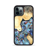 iPhone 12 Pro Wood Phone Case - Cecily (Teal & Gold, 819812)