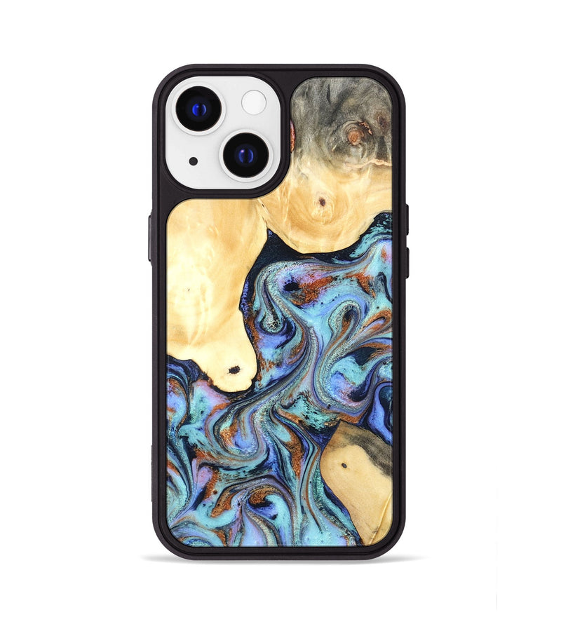 iPhone 13 Wood Phone Case - Cecily (Teal & Gold, 819812)