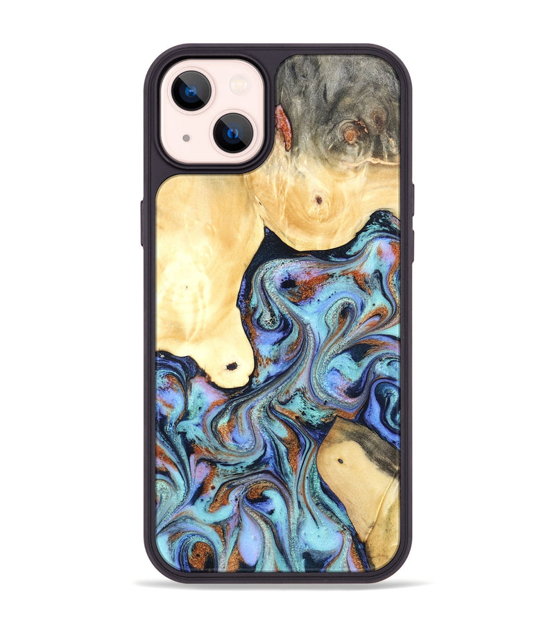 iPhone 14 Plus Wood Phone Case - Cecily (Teal & Gold, 819812)