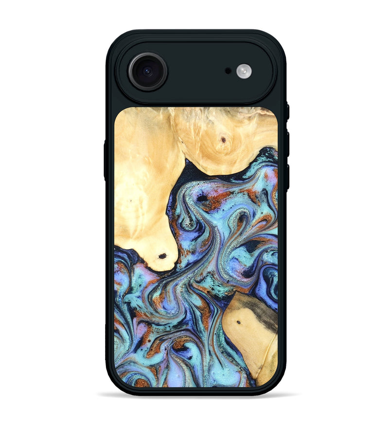 iPhone 17 Air Wood Phone Case - Cecily (Teal & Gold, 819812)