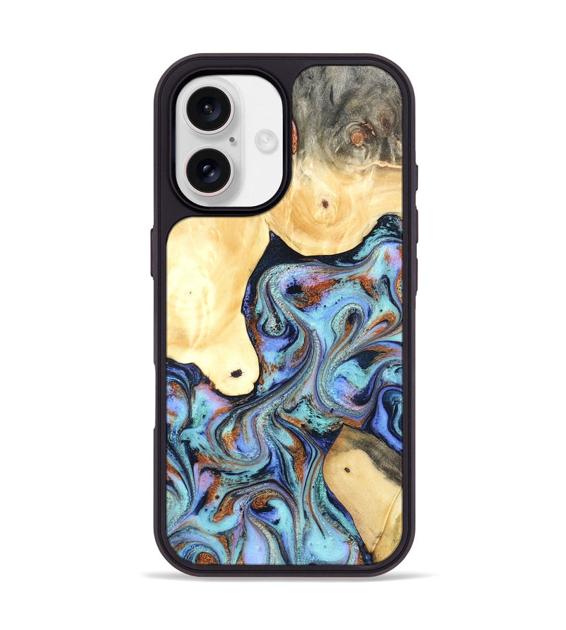 iPhone 17 Wood Phone Case - Cecily (Teal & Gold, 819812)
