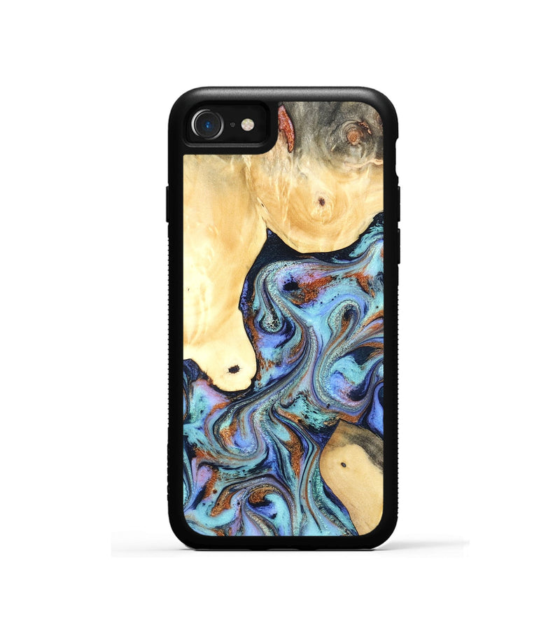 iPhone SE Wood Phone Case - Cecily (Teal & Gold, 819812)