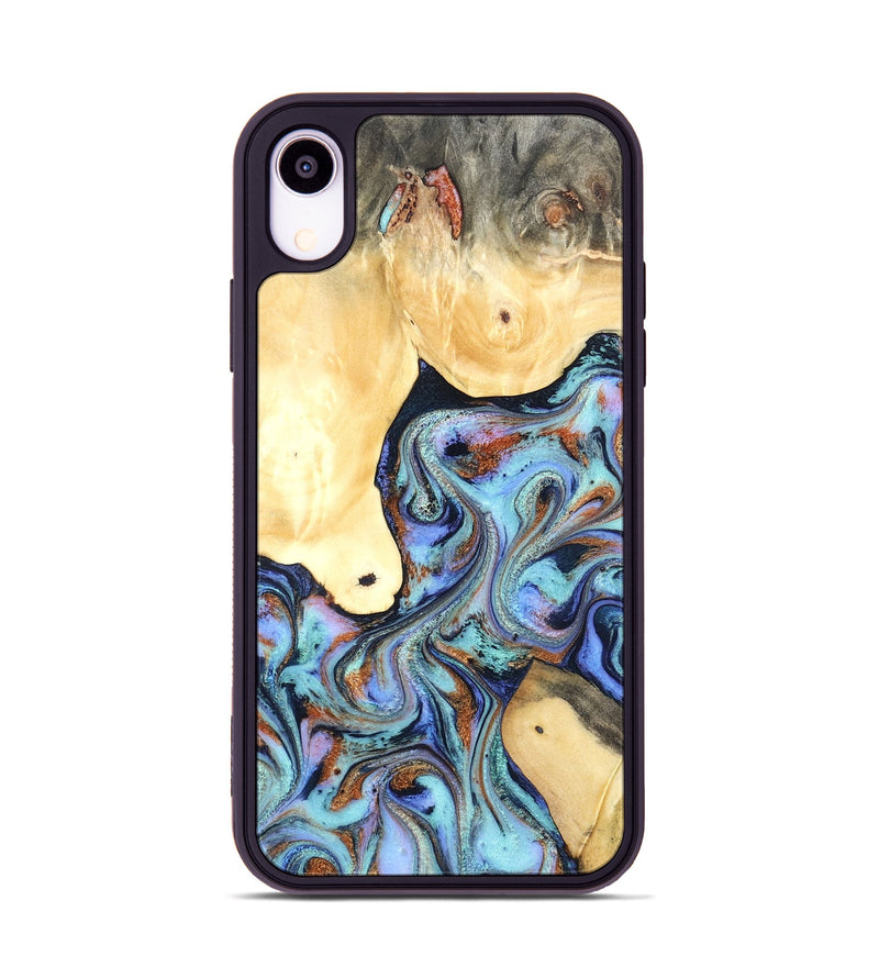 iPhone Xr Wood Phone Case - Cecily (Teal & Gold, 819812)