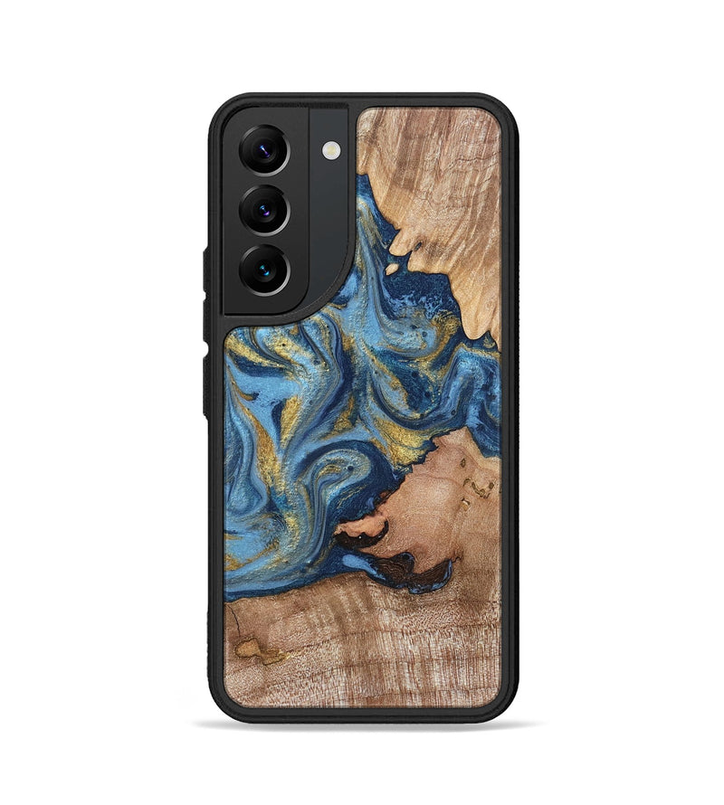 Galaxy S22 Wood Phone Case - Tiffani (Teal & Gold, 819813)