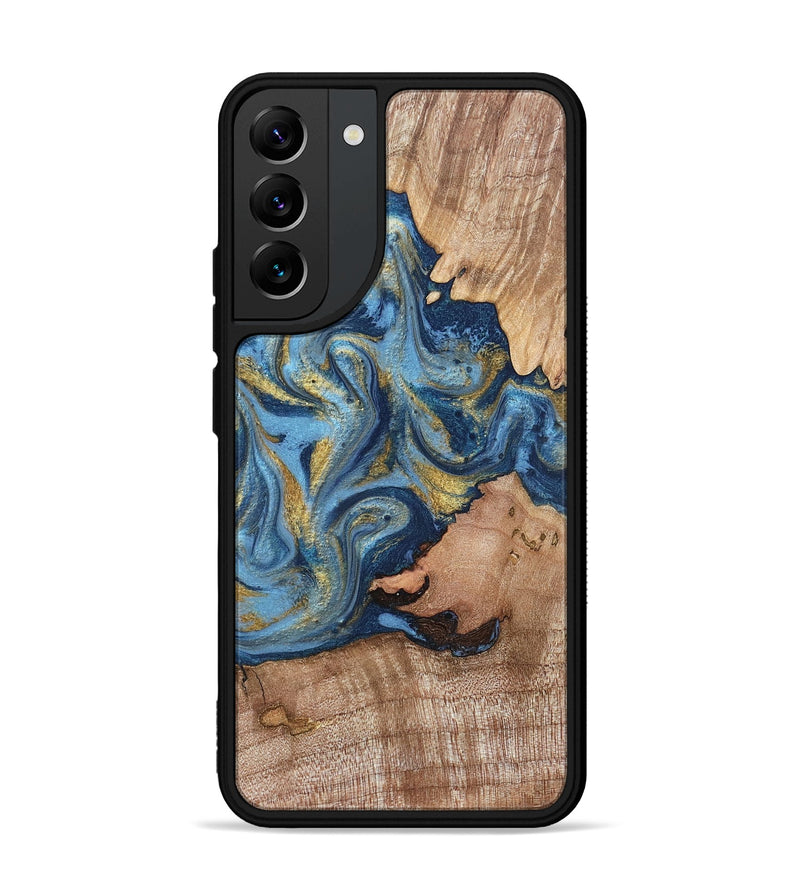 Galaxy S22 Plus Wood Phone Case - Tiffani (Teal & Gold, 819813)