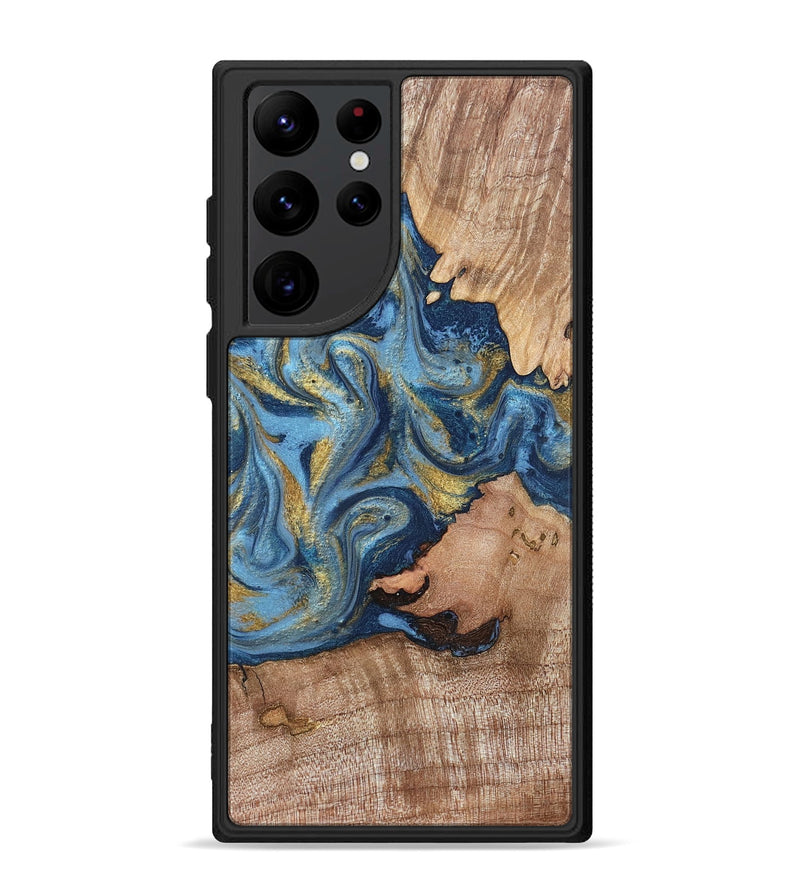 Galaxy S22 Ultra Wood Phone Case - Tiffani (Teal & Gold, 819813)