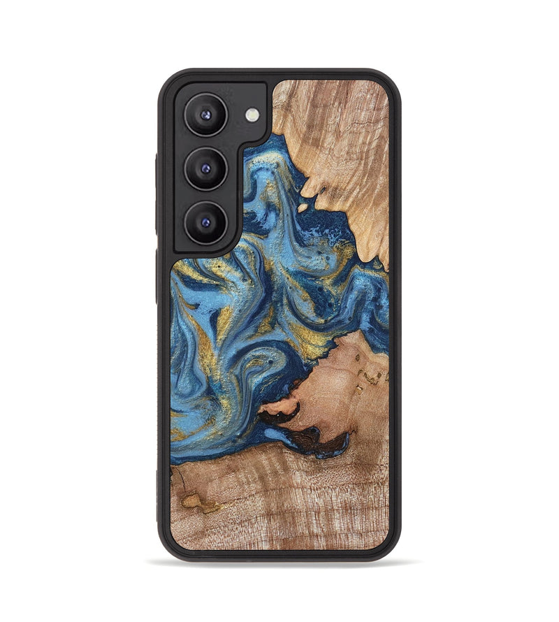 Galaxy S23 Wood Phone Case - Tiffani (Teal & Gold, 819813)