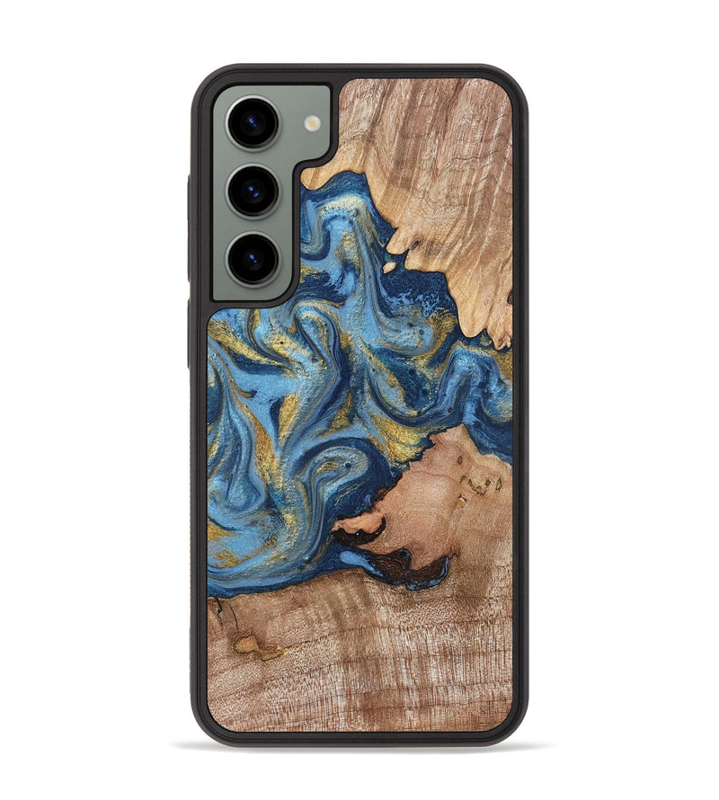 Galaxy S23 Plus Wood Phone Case - Tiffani (Teal & Gold, 819813)
