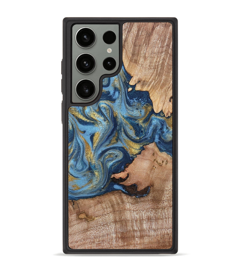 Galaxy S23 Ultra Wood Phone Case - Tiffani (Teal & Gold, 819813)