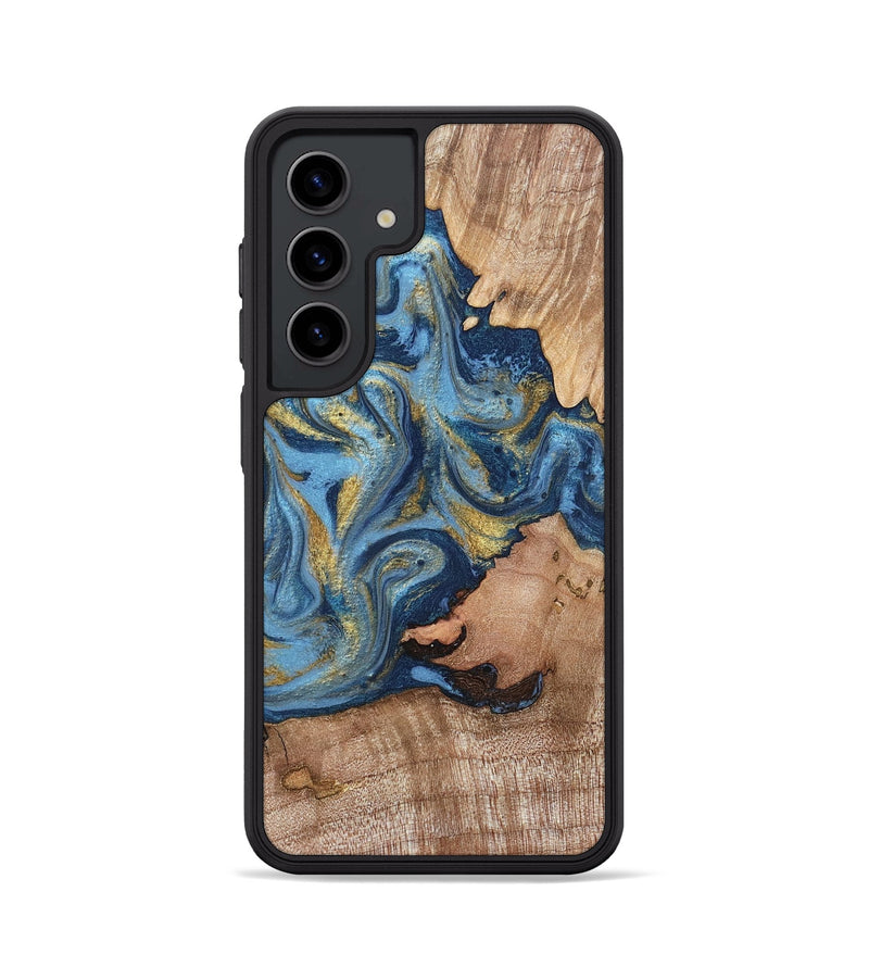 Galaxy S24 Wood Phone Case - Tiffani (Teal & Gold, 819813)