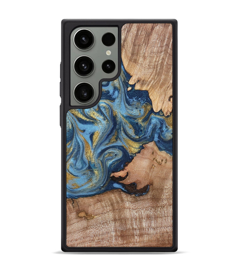Galaxy S24 Ultra Wood Phone Case - Tiffani (Teal & Gold, 819813)