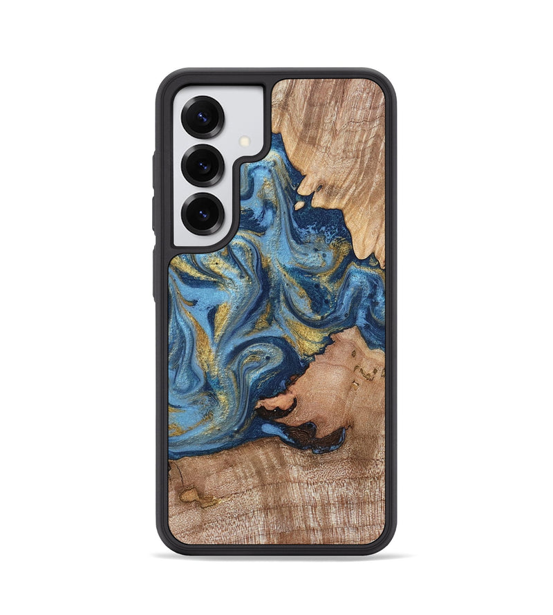 Galaxy S25 Wood Phone Case - Tiffani (Teal & Gold, 819813)