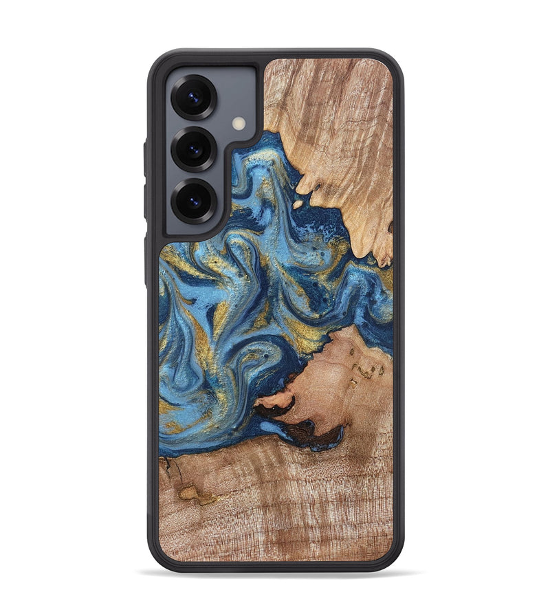 Galaxy S25 Plus Wood Phone Case - Tiffani (Teal & Gold, 819813)