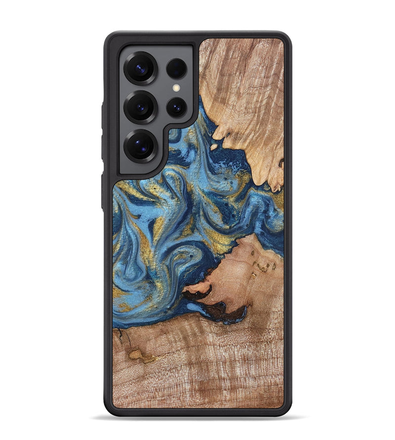 Galaxy S25 Ultra Wood Phone Case - Tiffani (Teal & Gold, 819813)