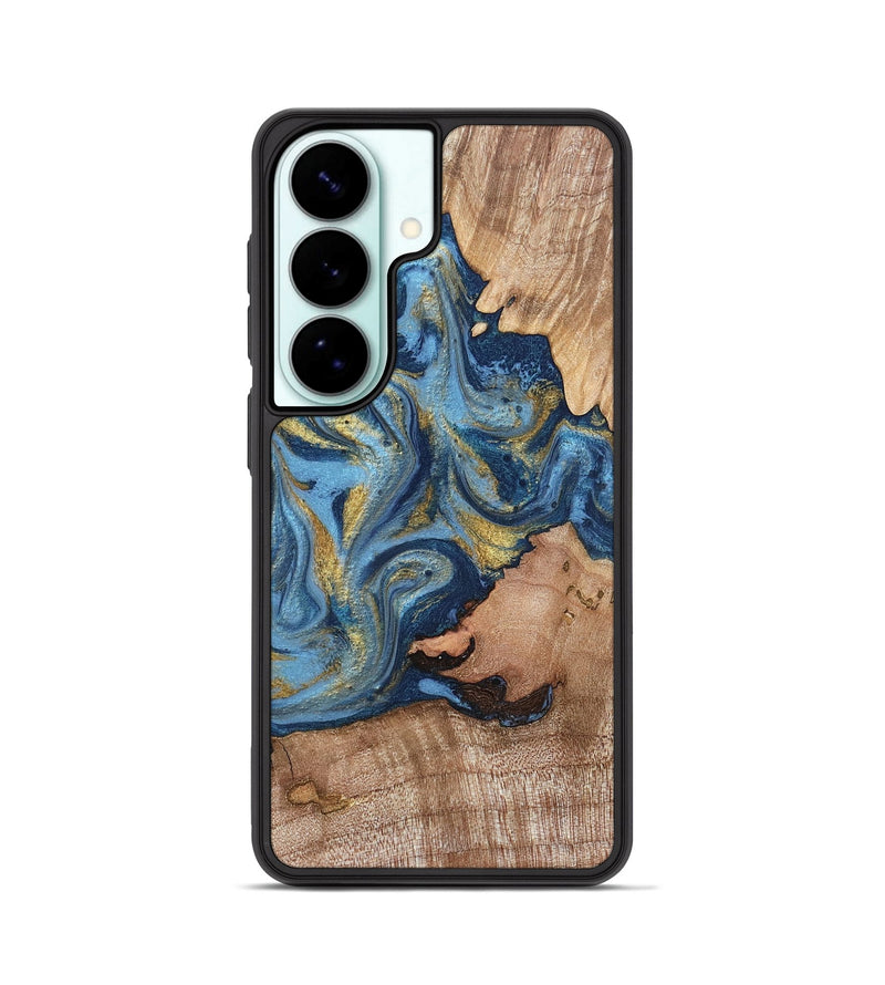 Galaxy S26 Wood Phone Case - Tiffani (Teal & Gold, 819813)
