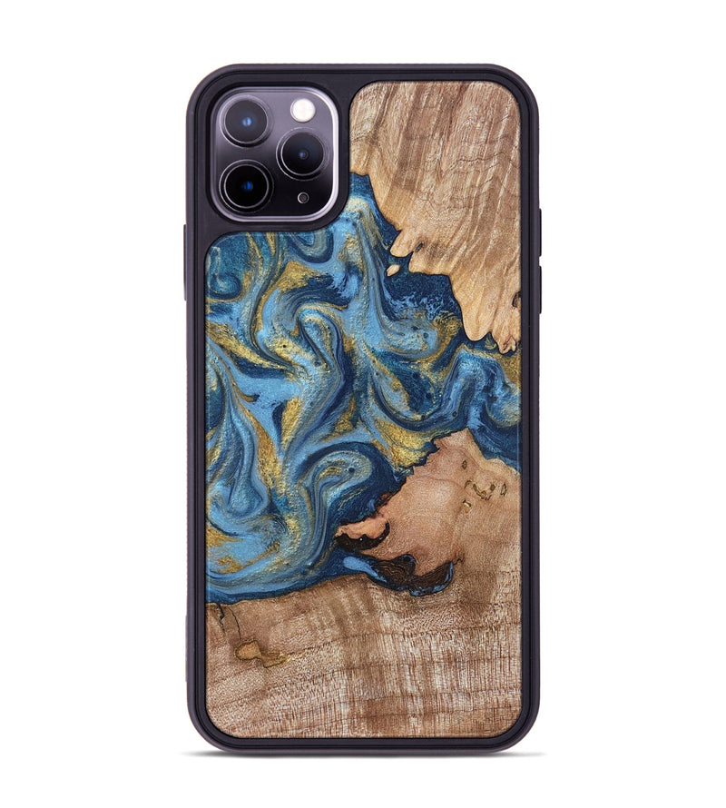iPhone 11 Pro Max Wood Phone Case - Tiffani (Teal & Gold, 819813)
