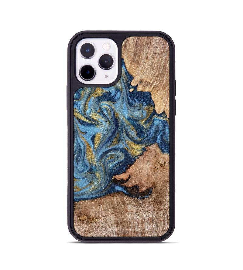 iPhone 11 Pro Wood Phone Case - Tiffani (Teal & Gold, 819813)