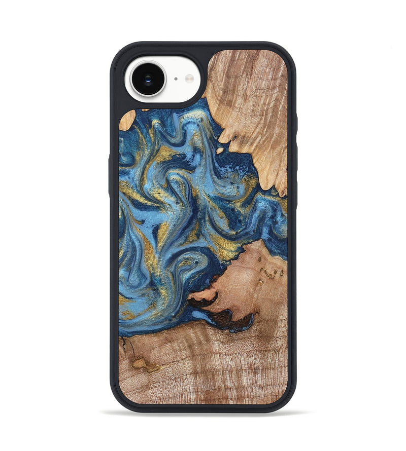 iPhone 16e Wood Phone Case - Tiffani (Teal & Gold, 819813)