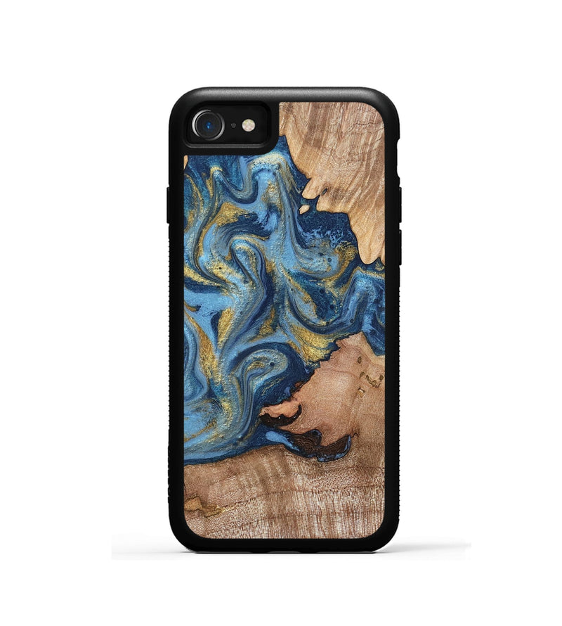 iPhone SE Wood Phone Case - Tiffani (Teal & Gold, 819813)