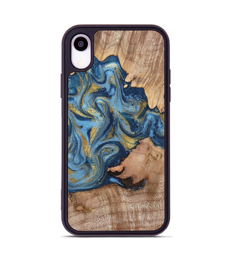 iPhone Xr Wood Phone Case - Tiffani (Teal & Gold, 819813)