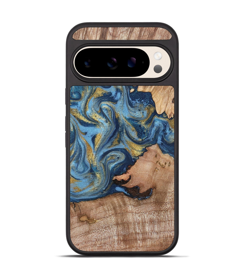 Pixel 10 Wood Phone Case - Tiffani (Teal & Gold, 819813)