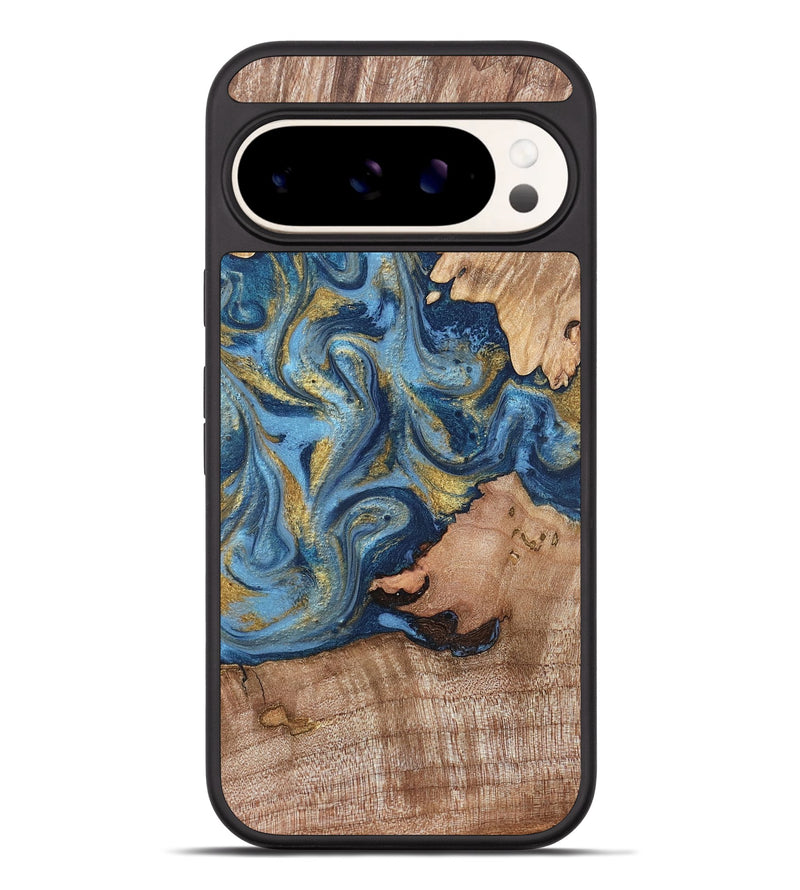 Pixel 9 Pro XL Wood Phone Case - Tiffani (Teal & Gold, 819813)