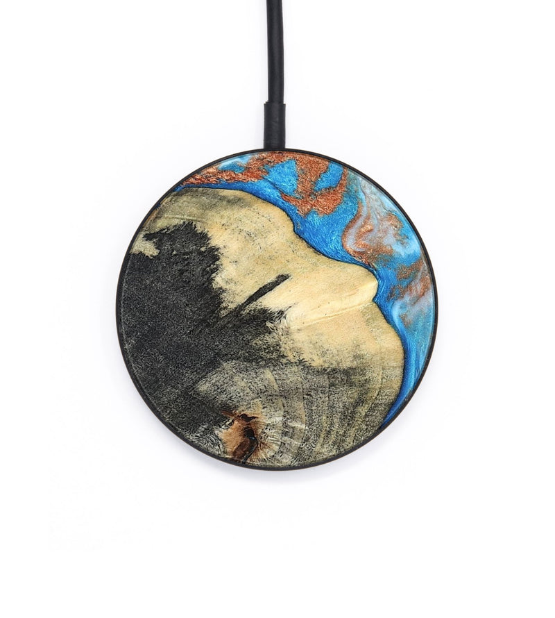 Circle Wood Wireless Charger - Kailee (Teal & Gold, 819814)