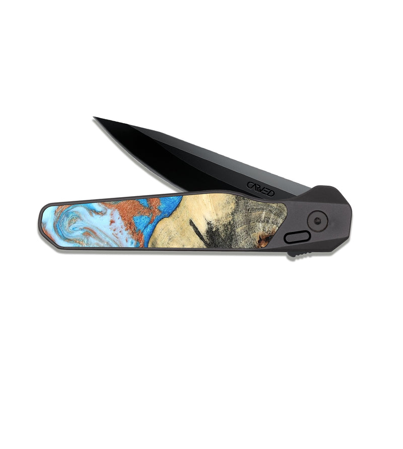EDC Dark Slate Wood Pocket Knife - Kailee (Teal & Gold, 819814)