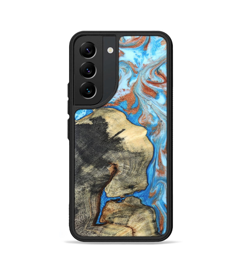 Galaxy S22 Wood Phone Case - Kailee (Teal & Gold, 819814)