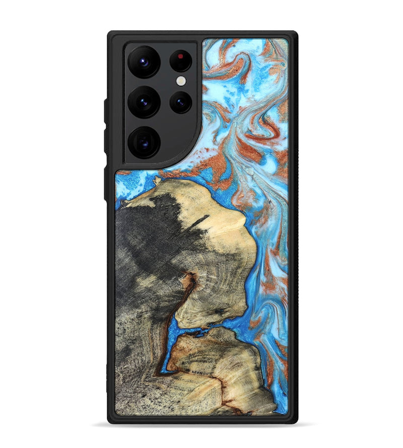 Galaxy S22 Ultra Wood Phone Case - Kailee (Teal & Gold, 819814)