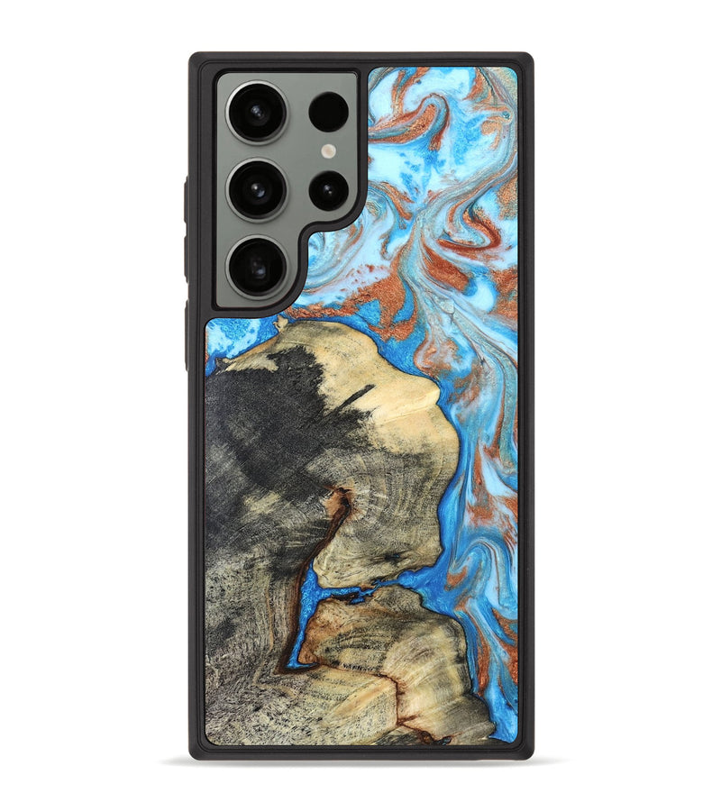 Galaxy S23 Ultra Wood Phone Case - Kailee (Teal & Gold, 819814)