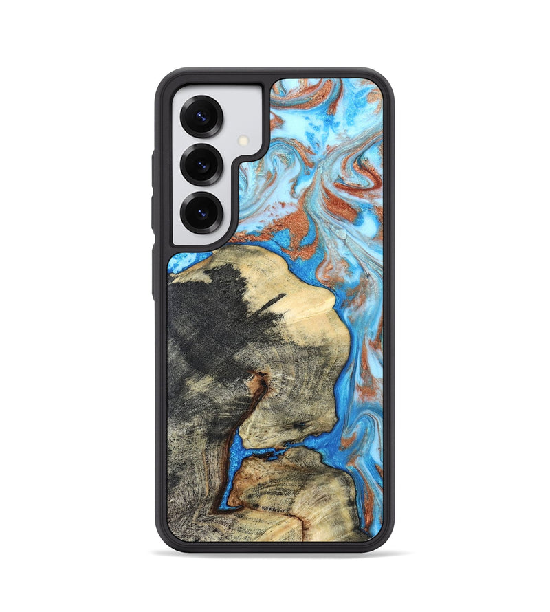 Galaxy S25 Wood Phone Case - Kailee (Teal & Gold, 819814)