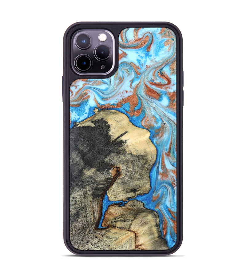 iPhone 11 Pro Max Wood Phone Case - Kailee (Teal & Gold, 819814)